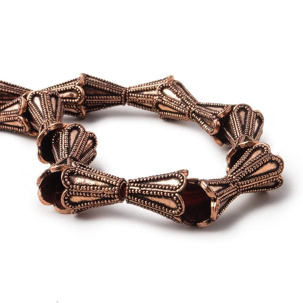 12x10mm Antiqued Copper Cone Granulated Scalloped Design 8 in 18 pcs