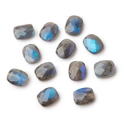 12x10mm Labradorite Faceted Rectangle Focal Beads Set of 2 AA 1mm hole