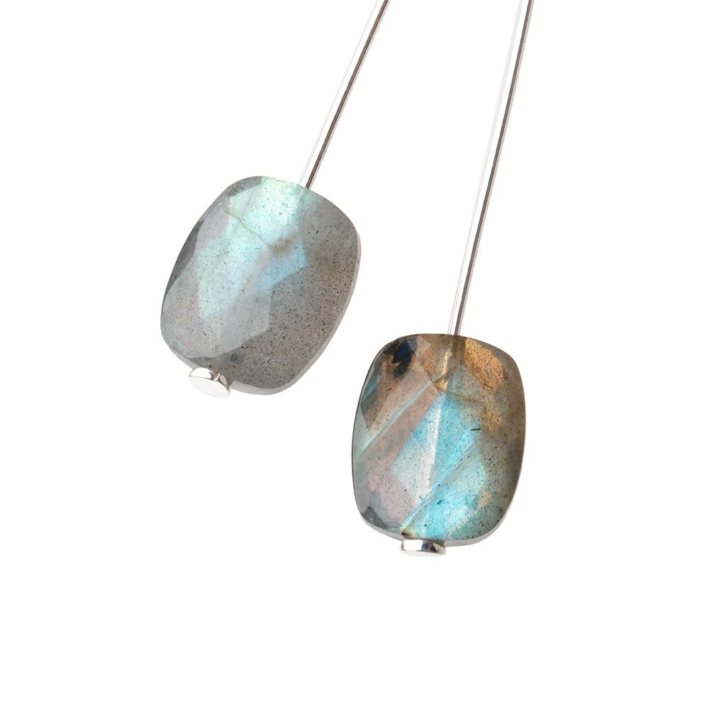 12x10mm Labradorite Faceted Rectangle Focal Set of 2 Beads AA 1mm hole