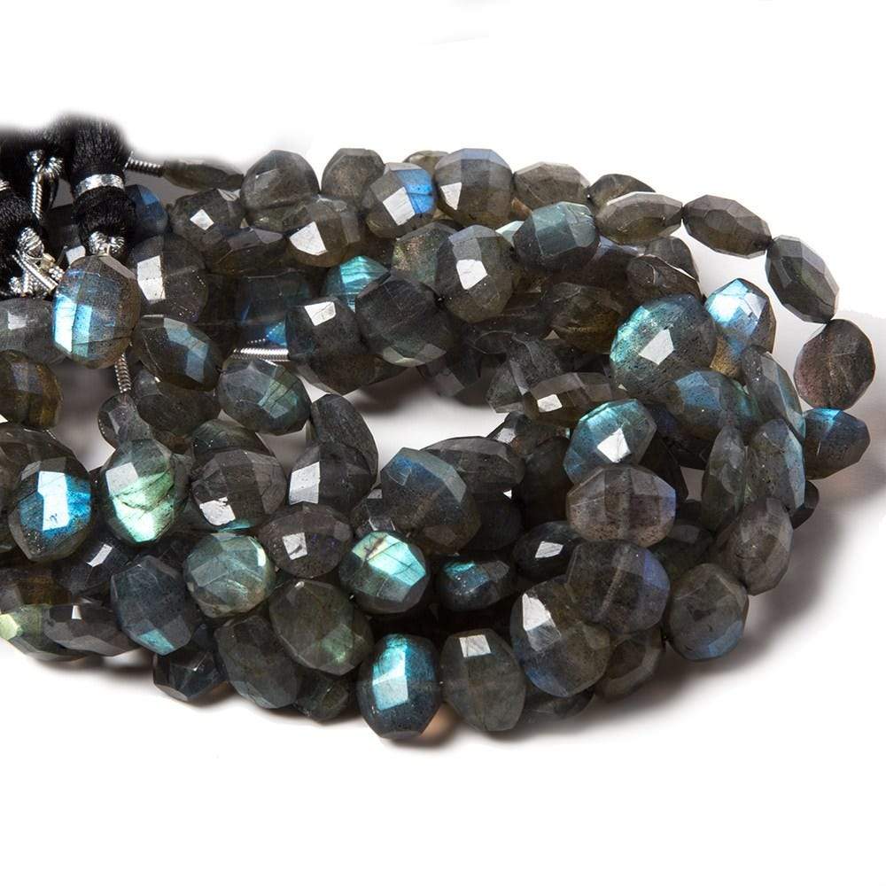 12x10mm Labradorite side drilled Faceted Cushion Beads 7 inch 16 pieces