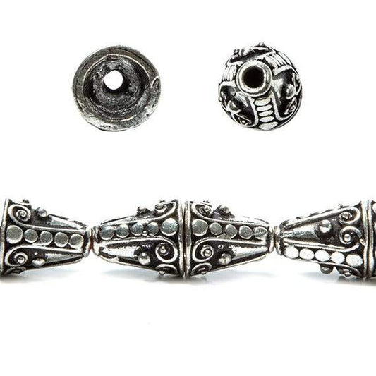 12x10mm Sterling Silver Plated Copper Cone Bali Design *DISCONTINUED*