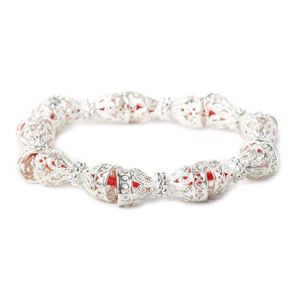 12x10mm Sterling Silver Plated Copper Cone with Filigree and Miligrain Top 8 inch 18 pcs