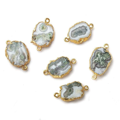 12x10x3mm Gold Leafed Solar Quartz Slice Connector 1 piece