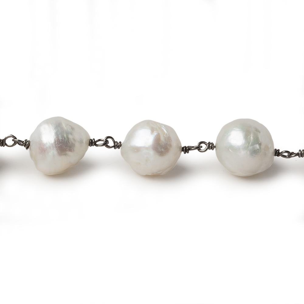 12x11-15x11mm Off White Ultra Baroque Black Gold .925 Silver Chain by the foot 16 pieces