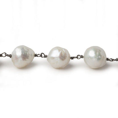 12x11-15x11mm Off White Ultra Baroque Black Gold .925 Silver Chain by the foot 16 pieces