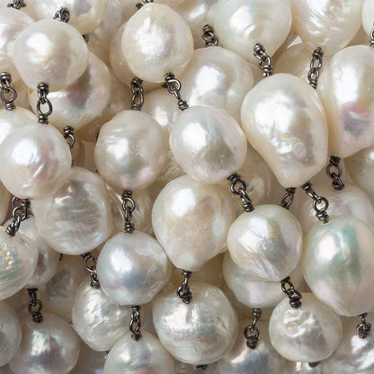 12x11-15x11mm Off White Ultra Baroque Black Gold .925 Silver Chain by the foot 16 pieces