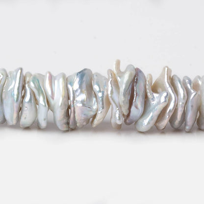 12x11-15x13mm Silver Overtone White Keshi Center Drilled Pearls 16 inch 128 pcs