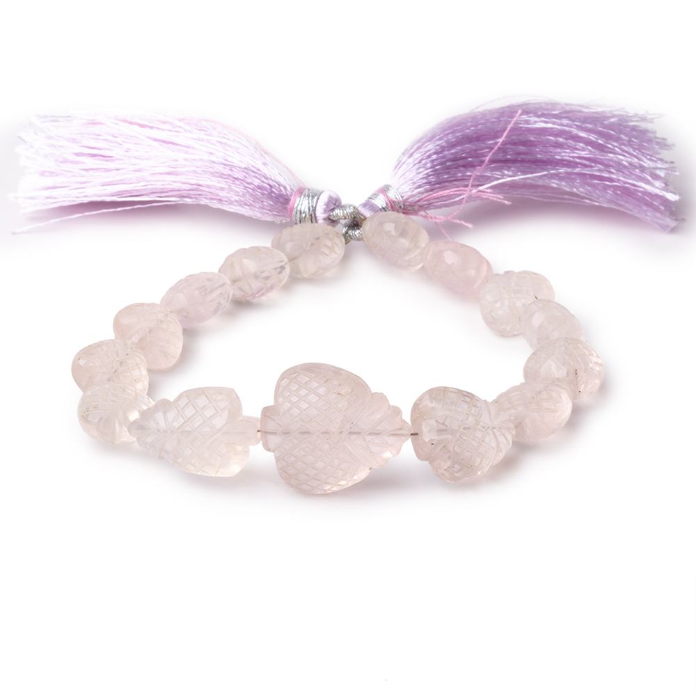 12x11-21x18mm Morganite Hand Carved Fancy Shaped Beads 8 inch 15 pieces