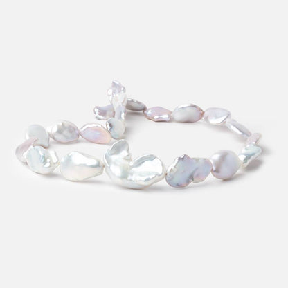 12x11-22x20mm Pale Silver Keshi Freshwater Pearls 16 inch 21 beads AA