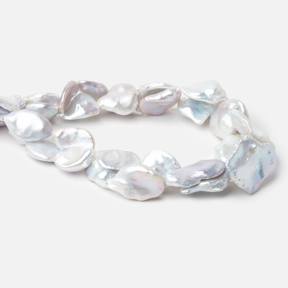 12x11-22x20mm Pale Silver Keshi Freshwater Pearls 16 inch 21 beads AA