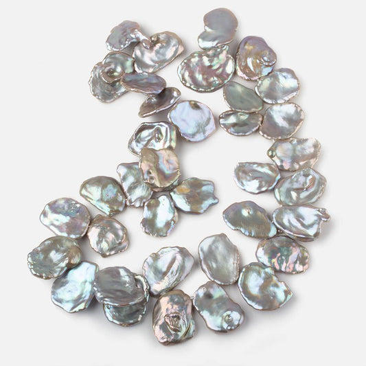 12x11-26x20mm Silver Peacock Ultra Keshi Freshwater Pearls 16 inch 37 pcs AAA