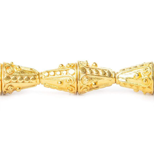 12x11mm 22kt Gold Plated Copper Bali Design Cone 8 inch 16 pieces