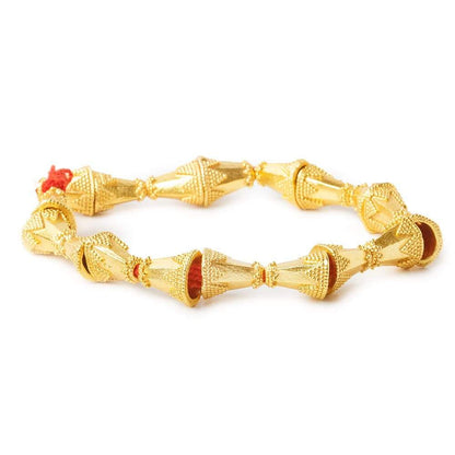 12x11mm 22kt Gold Plated Copper Granulated Design Oval Cone 8 inch 18 pieces