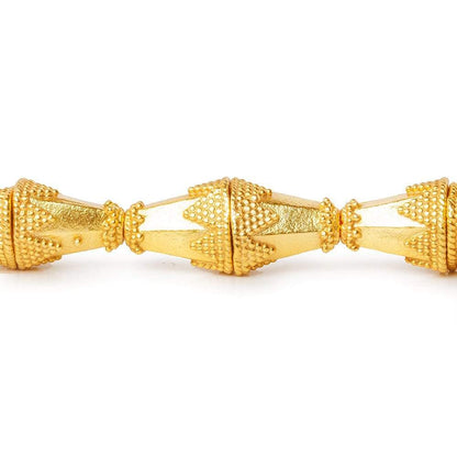 12x11mm 22kt Gold Plated Copper Granulated Design Oval Cone 8 inch 18 pieces