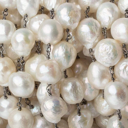 12x11mm Off White Ultra Baroque Black Gold .925 Silver Chain by the foot 17 pieces