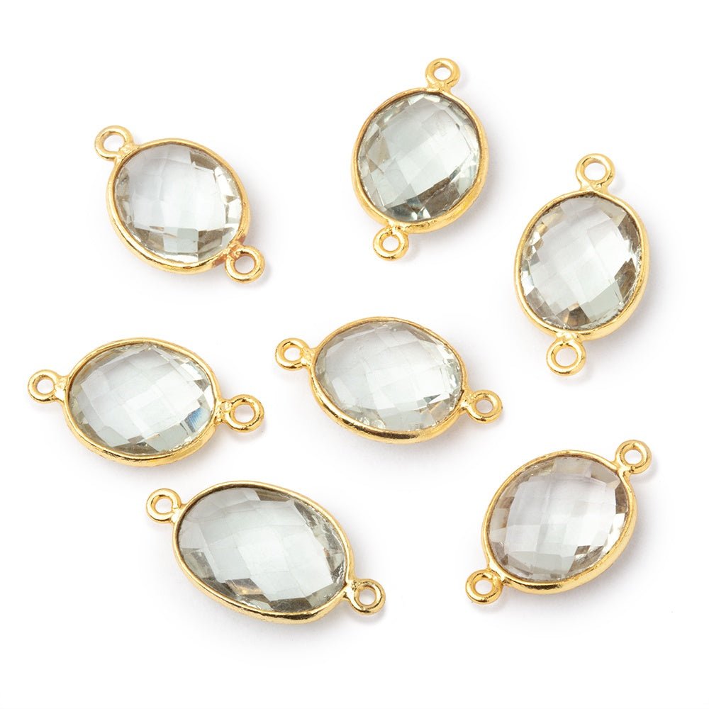 12x11mm Vermeil Bezel Prasiolite Faceted Oval Connector 1 piece