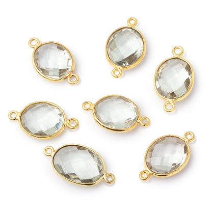 12x11mm Vermeil Bezel Prasiolite Faceted Oval Connector 1 piece