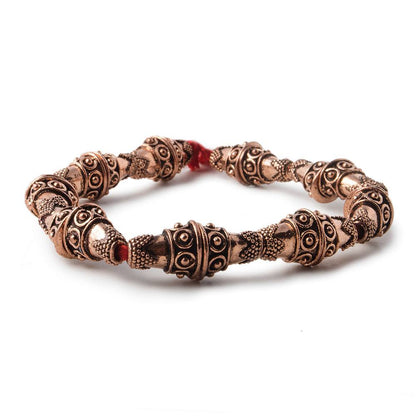 12x11x9mm Antiqued Copper Cone Bali Design With Oval Shape 8 inch 18 pcs