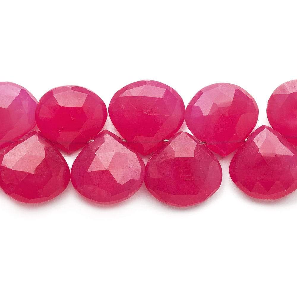 12x12-14x14mm Dark Watermelon Chalcedony Faceted Hearts 8 inch 31 Beads