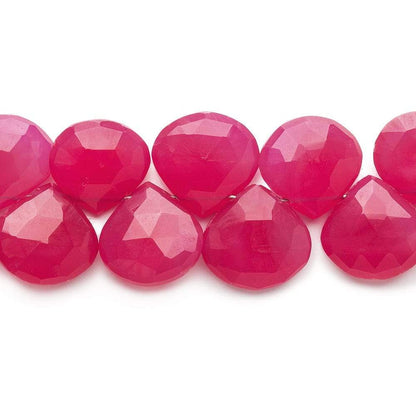 12x12-14x14mm Dark Watermelon Chalcedony Faceted Hearts 8 inch 31 Beads