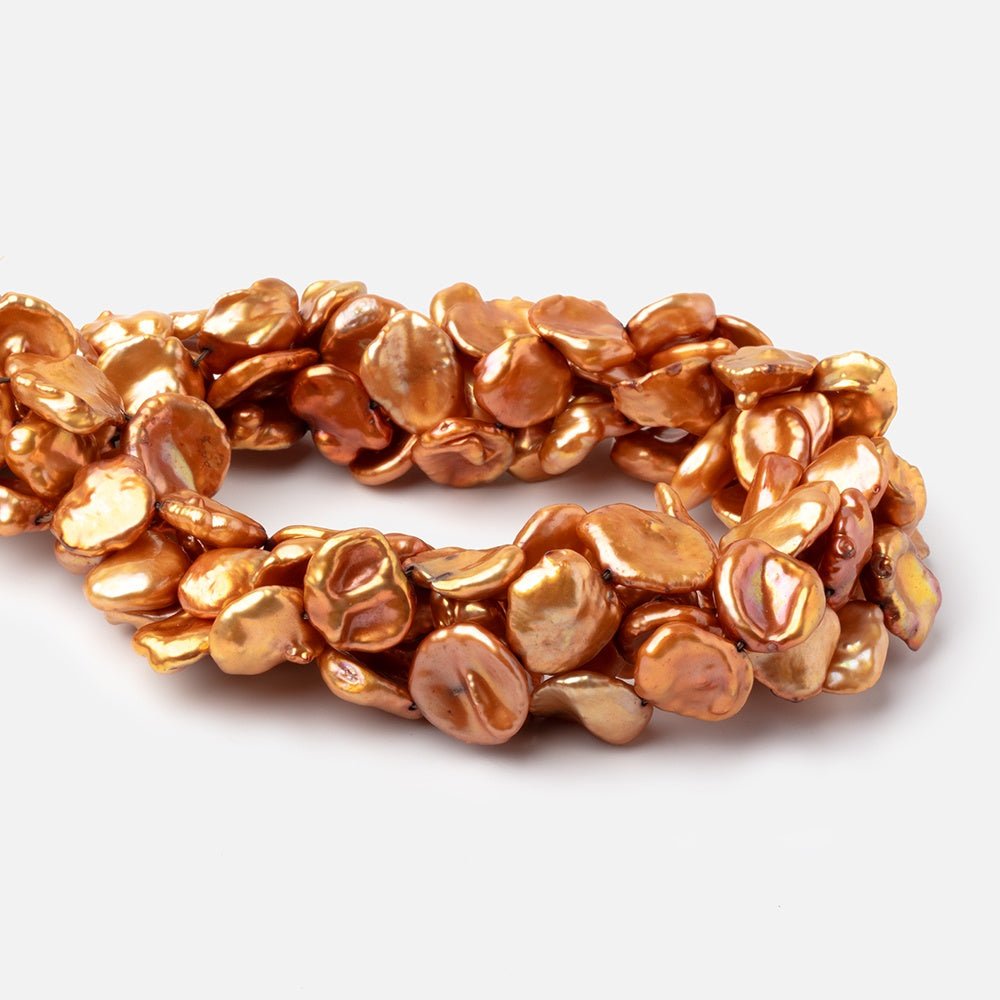 12x12-15x13mm Sunset Orange Keshi Freshwater Pearls 16 inch 28 Beads