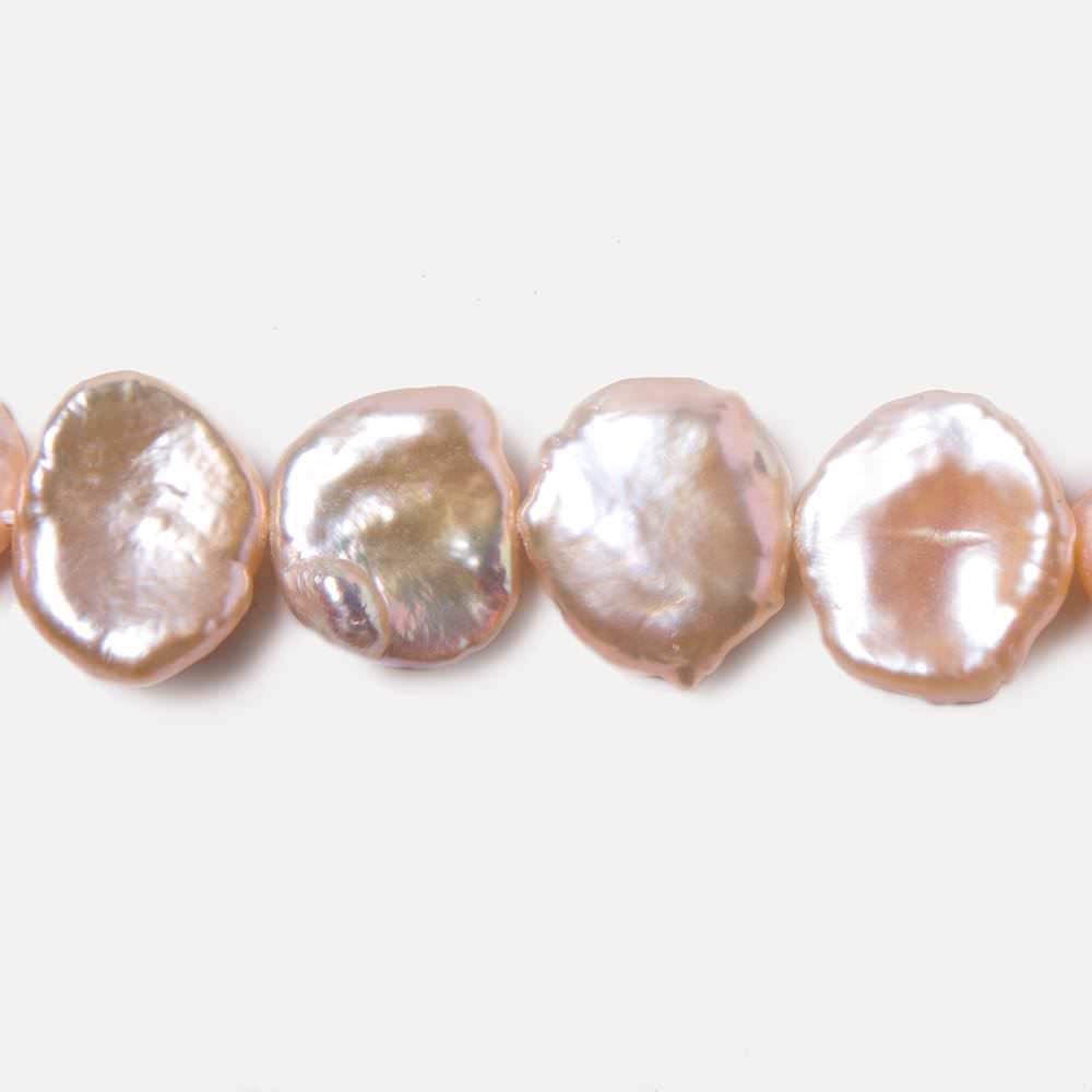 12x12-16x14mm Salmon Keshi side drilled Freshwater Pearls 16 inch 34 pieces