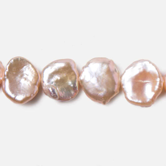 12x12-16x14mm Salmon Keshi side drilled Freshwater Pearls 16 inch 34 pieces