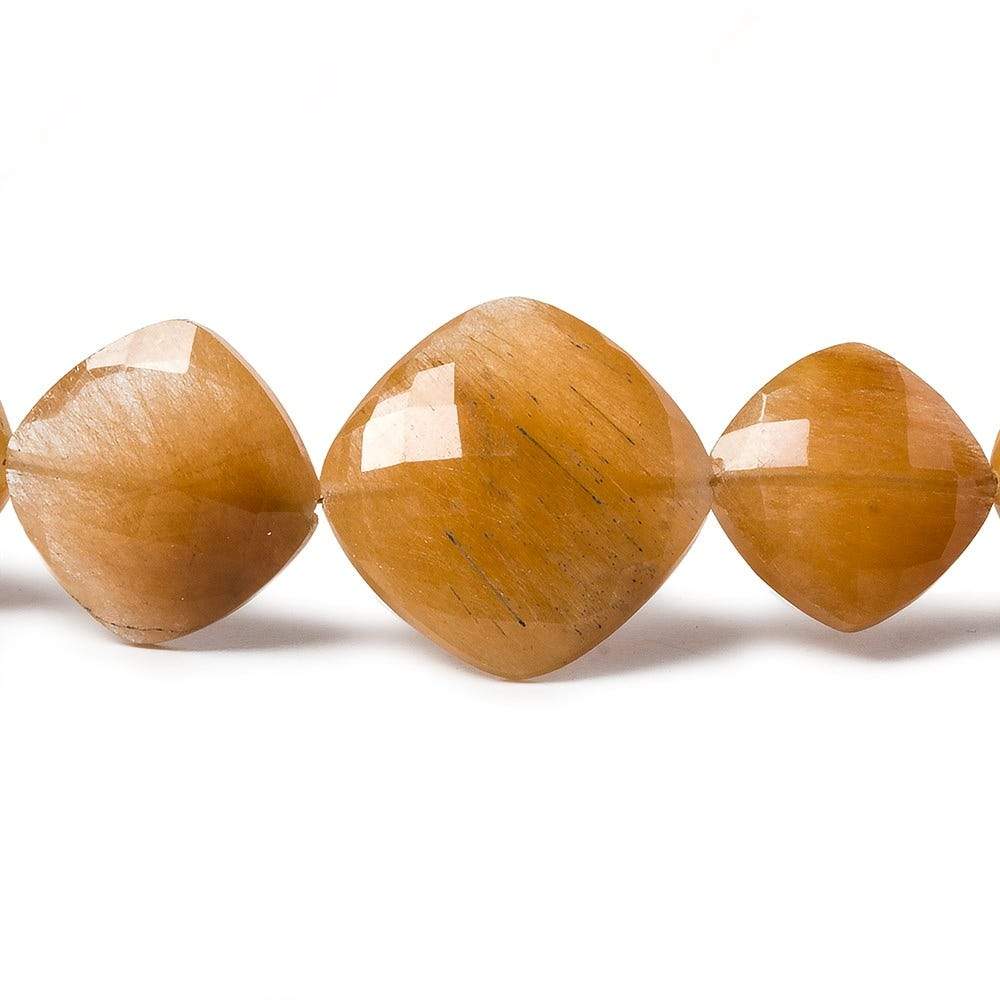 12x12-17x17mm Caramel Rutilated Quartz faceted pillow 16 inch 27 beads
