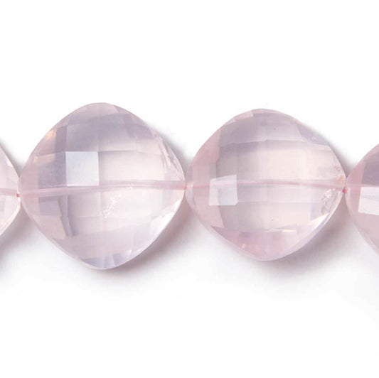 12x12-17x17mm Rose Quartz faceted pillow beads 16 inch 30 pieces