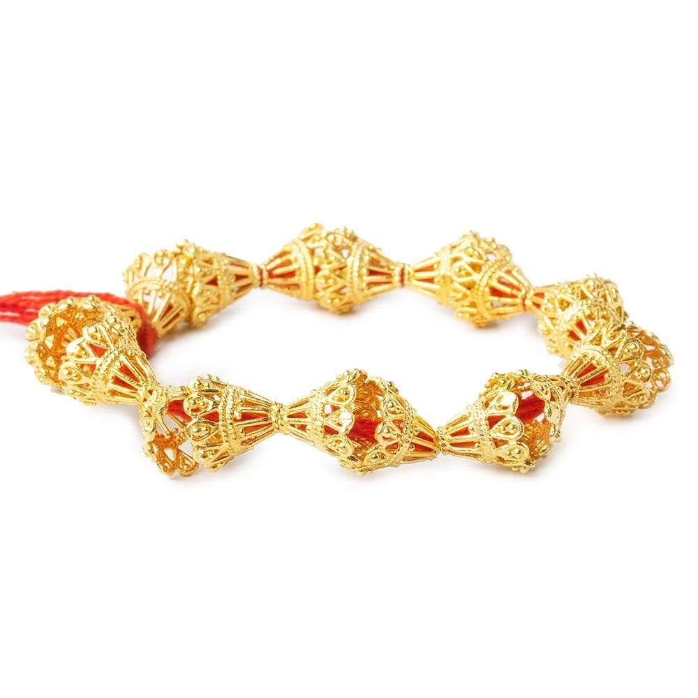 12x12mm 22kt Gold Plated Copper Victorian with Scalloped Edge Cone 8 inch 20 pieces