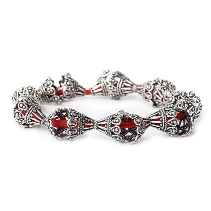 12x12mm Antiqued Sterling Silver Plated Copper Victorian Scalloped Bead Cap 8 inch 20 pcs