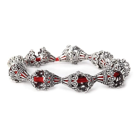 12x12mm Antiqued Sterling Silver Plated Copper Victorian Scalloped Bead Cap 8 inch 20 pcs