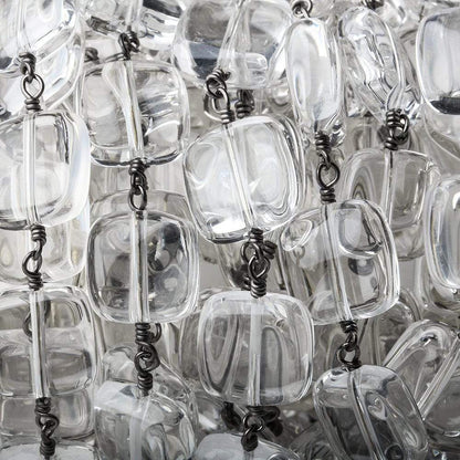 12x12mm Crystal Quartz plain cushions Black Gold plated Chain by the foot