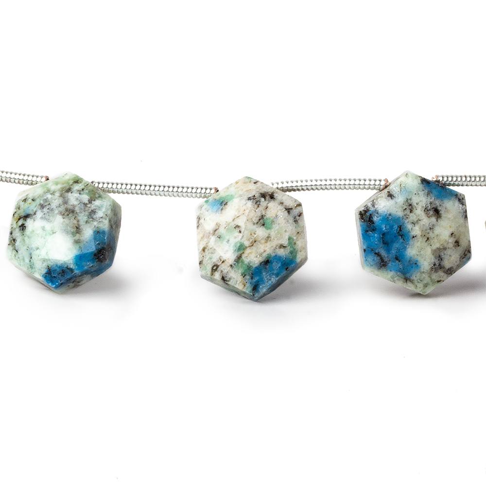 12x12mm K2 Azurite Granite "K2 Jasper" Faceted Hexagons 8 inch 12 beads