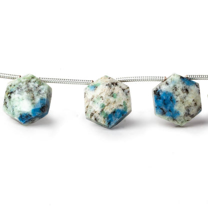 12x12mm K2 Azurite Granite "K2 Jasper" Faceted Hexagons 8 inch 12 beads