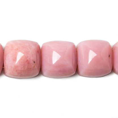 12x12mm Pink Peruvian Opal double drilled Cushions 8 inch 18 beads AA