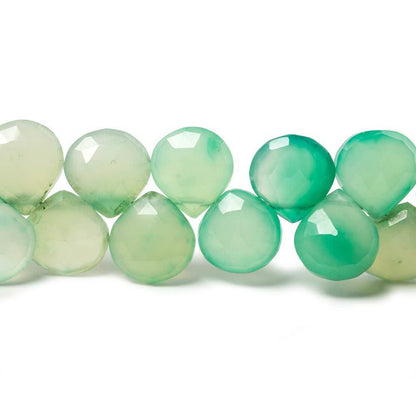 12x12mm Shaded Green Chalcedony Faceted Heart Beads 8.5 inch 38 pieces