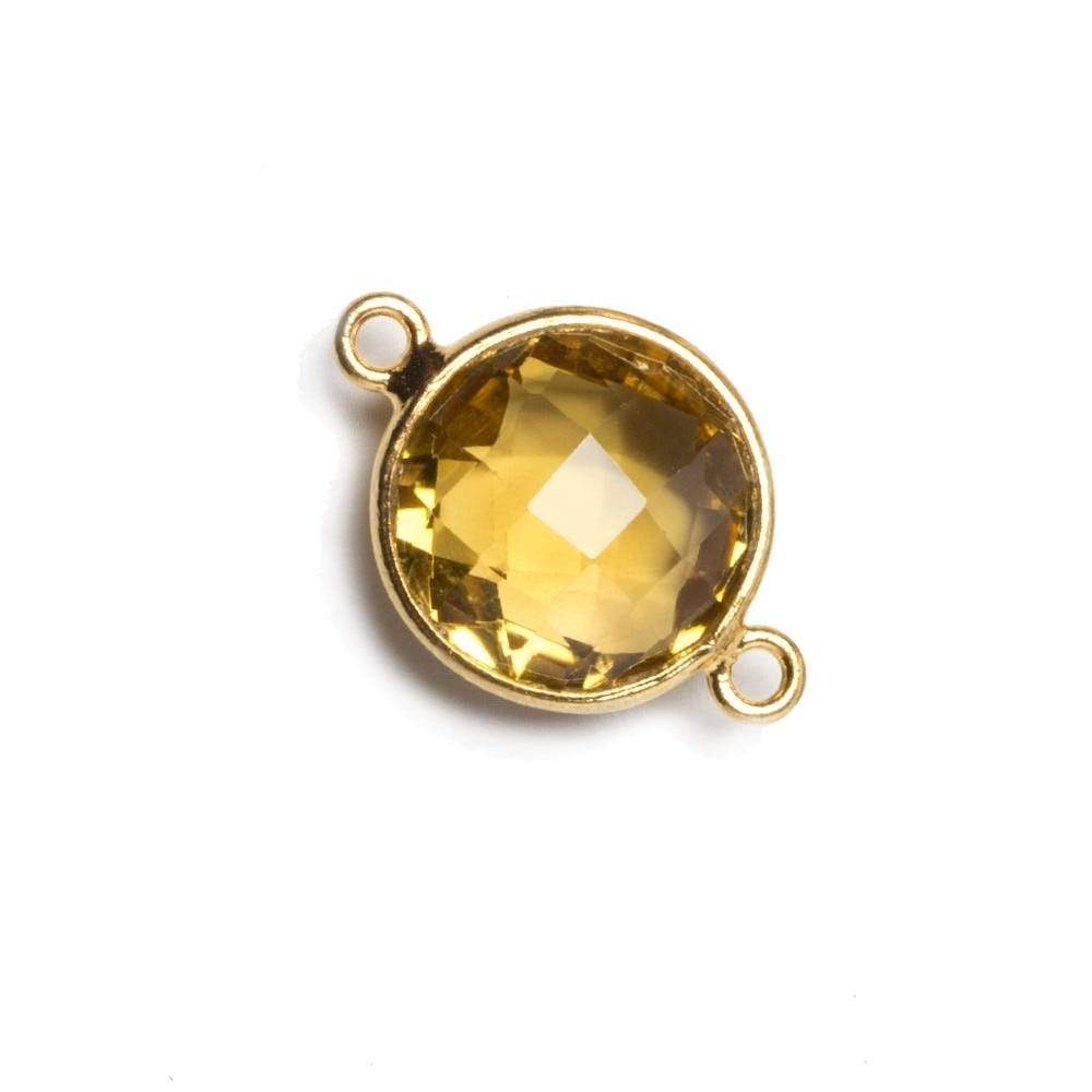 12x12mm Vermeil Bezeled Citrine faceted coin Connector 1 piece