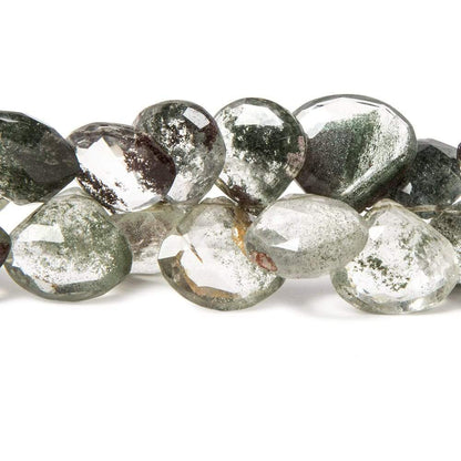 12x13-13x14mm Moss Quartz Faceted Heart Briolettes 8 inch 40 beads