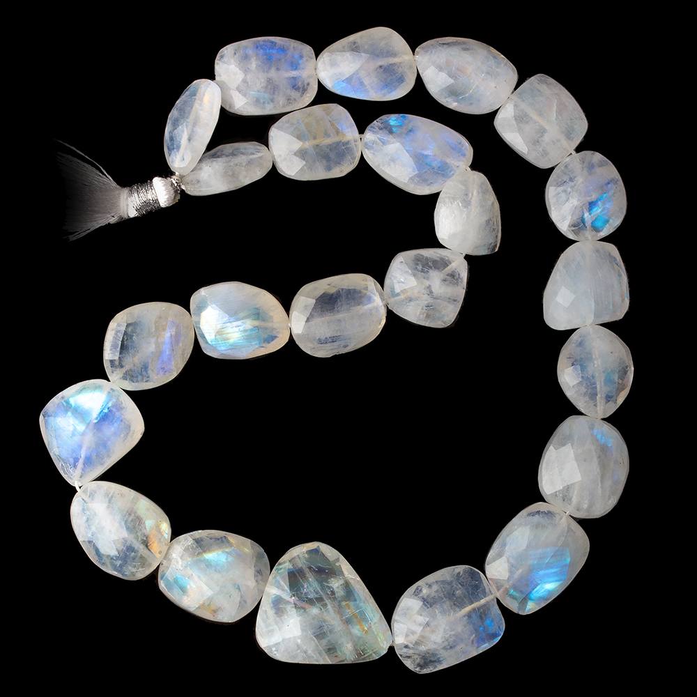 12x13-20x15mm Rainbow Moonstone faceted nuggets 14 inch 18 beads AA