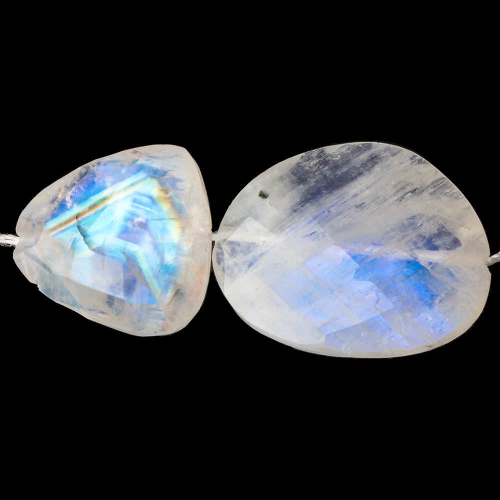 12x13-20x15mm Rainbow Moonstone faceted nuggets 14 inch 18 beads AA