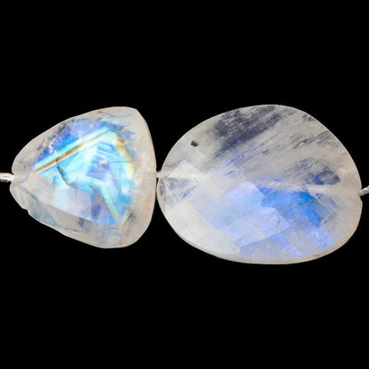 12x13-20x15mm Rainbow Moonstone faceted nuggets 14 inch 18 beads AA