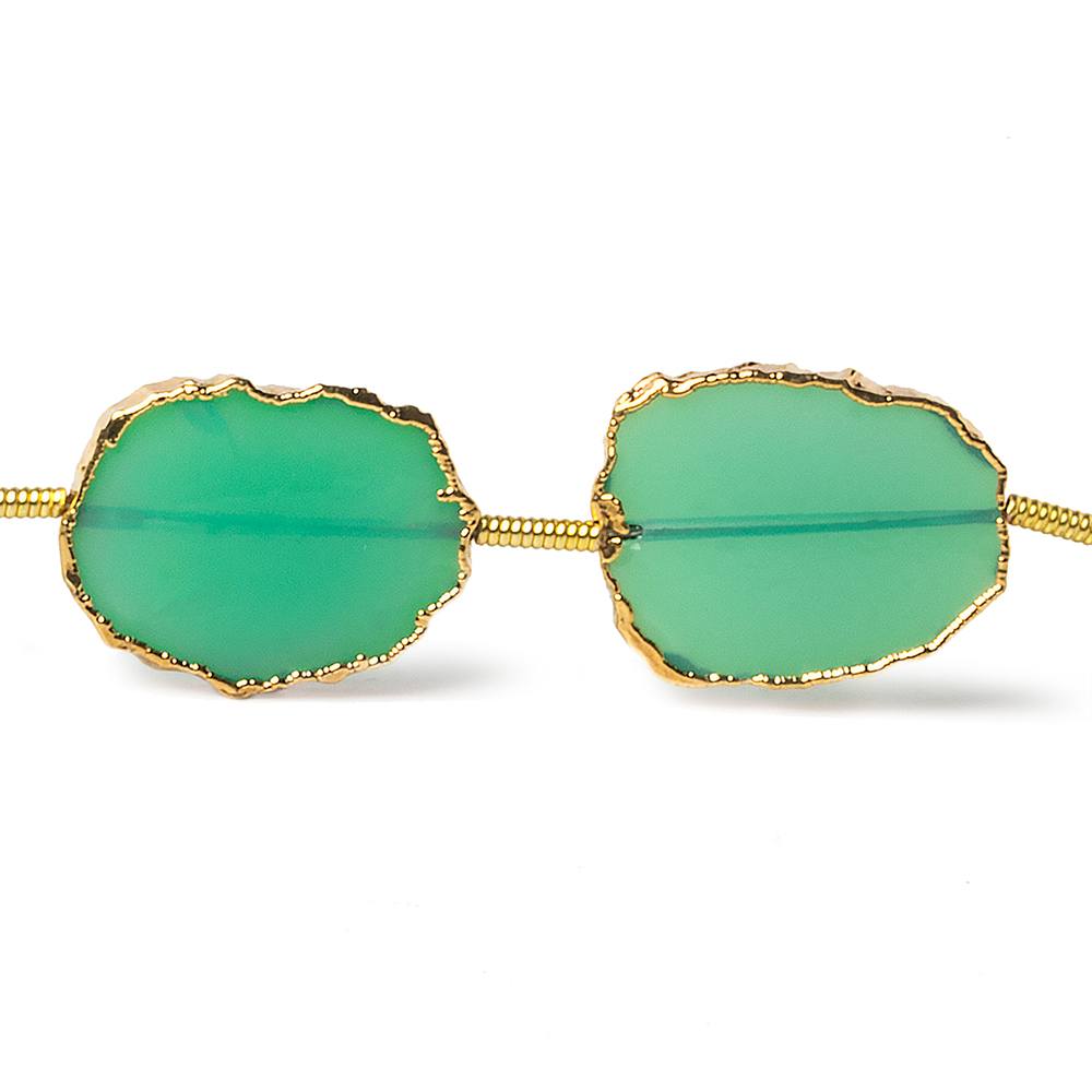 12x15-13x16mm Gold Leafed Mint Green Onyx straight drilled Slices 8 inch 9 beads