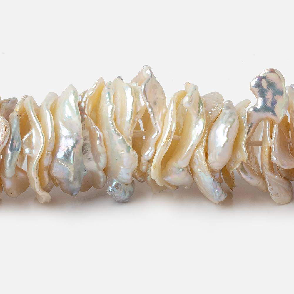 12x16-20x13mm Off White Ultra Keshi Center Drill Freshwater Pearl 16.5 inch 135 pcs