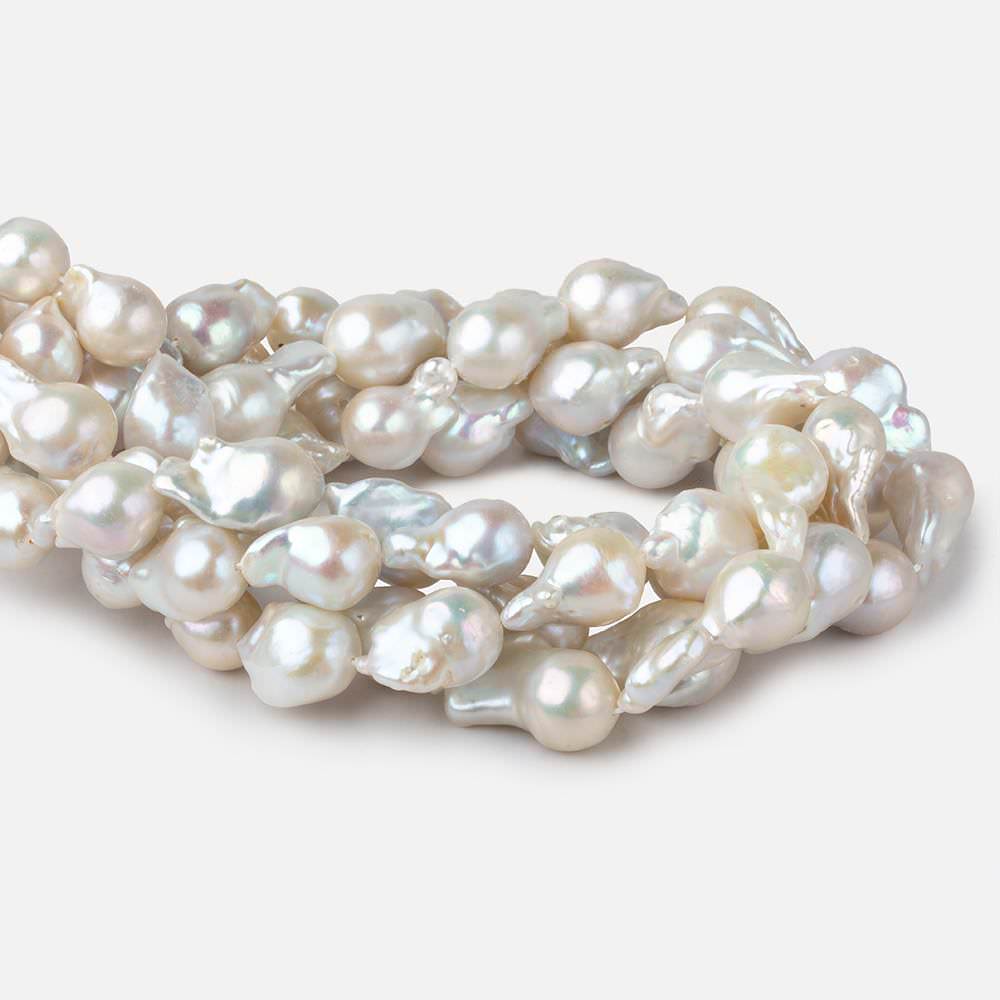 12x17-13x22mm Off White Ultra Baroque Freshwater Pearls 16 inch 17 pieces AA grade