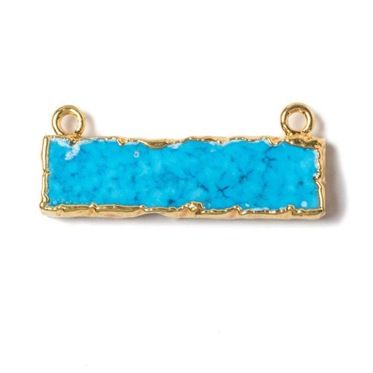 12x29mm Gold Leafed Turquoise Howlite Plain Bar Connector 1 piece