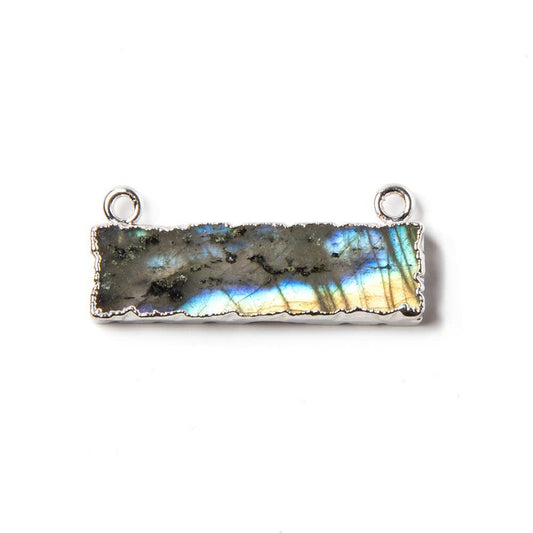 12x29mm Silver Leafed Labradorite Bar Connector 1 piece
