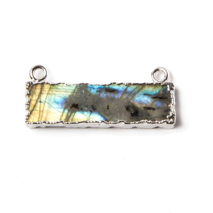12x29mm Silver Leafed Labradorite Bar Connector 1 piece