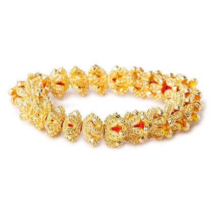 12x5mm 22kt Gold Plated Copper Granulated Bead Cap 8 inch 44 pieces