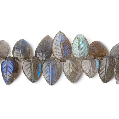 12x6-14x8mm Labradorite hand carved leaf beads 6 inch 35 pieces AAA